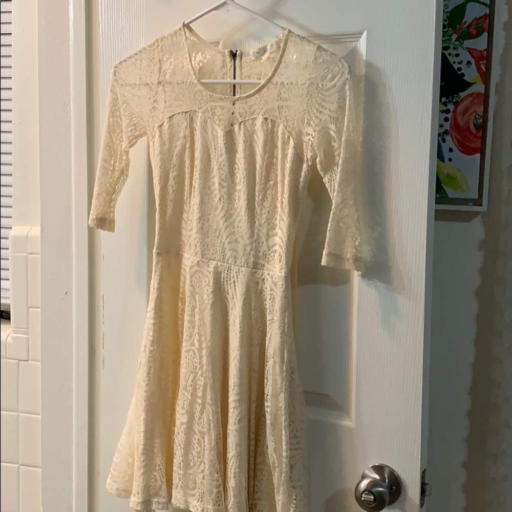 Cream mid arm dress